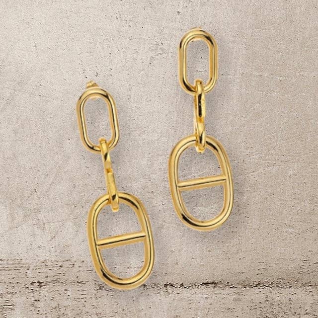 Gold Link Earrings Dangle & Drop for wholesale by FLEUR