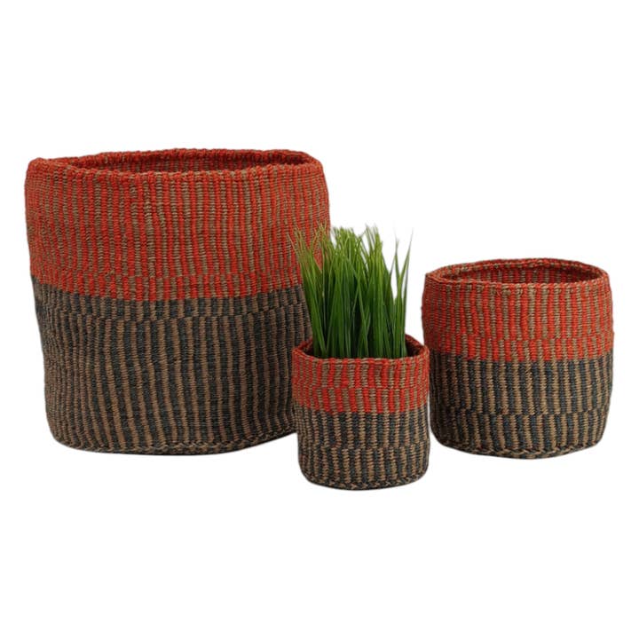 NEMA - Pink and Grey Chekered Basket set for wholesale by NinaNest Home gifts