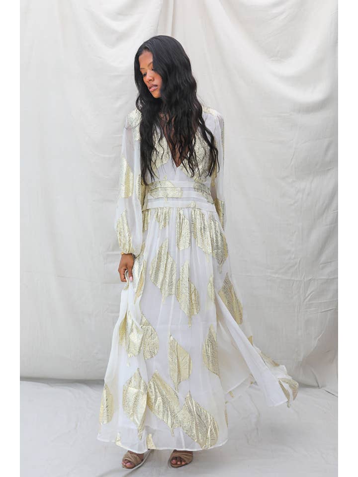 Jen's Pirate Booty - Wholesale Dress - Women's - Gold Leaf Lapis Maxi Dress