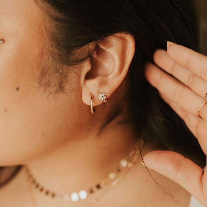 Mauve Jewelry Co. - Wholesale Huggie Earrings - Flower Mini Hoops