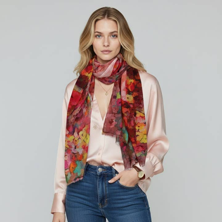 Floral Merino Silk Designer Scarf (Copy) for wholesale by Namaskar Australia