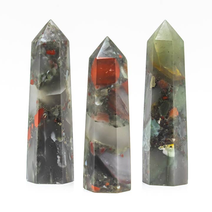 Bloodstone Tower Obelisks 6 Sided for wholesale by Quasar Gems USA
