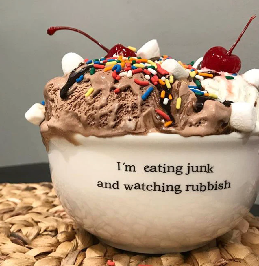 Buffalovely - Wholesale Bowl - Eating Junk + Watching Rubbish Ceramic Snack or Cereal Bowl1