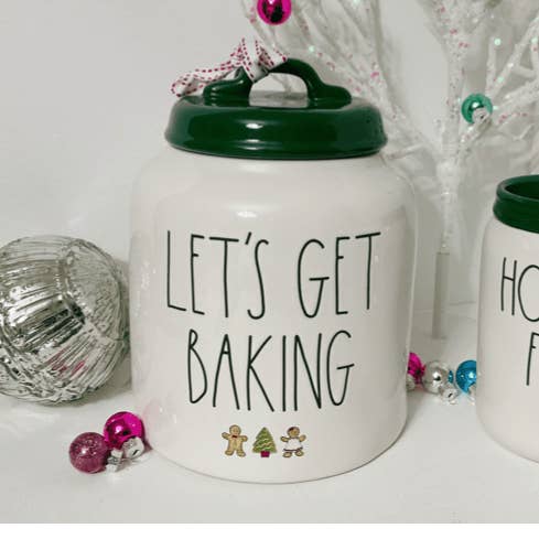 Rae Dunn "Let's Get Baking" Canister Green Top Large for wholesale by Nevsher Lior