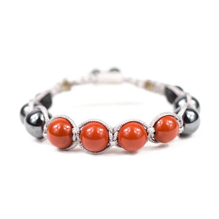 PULSEIRA INTENSIFICADORA DE CHAKRA DE RAIZ l Jaspe Vermelho e Hematita por atacado de The Allay Store