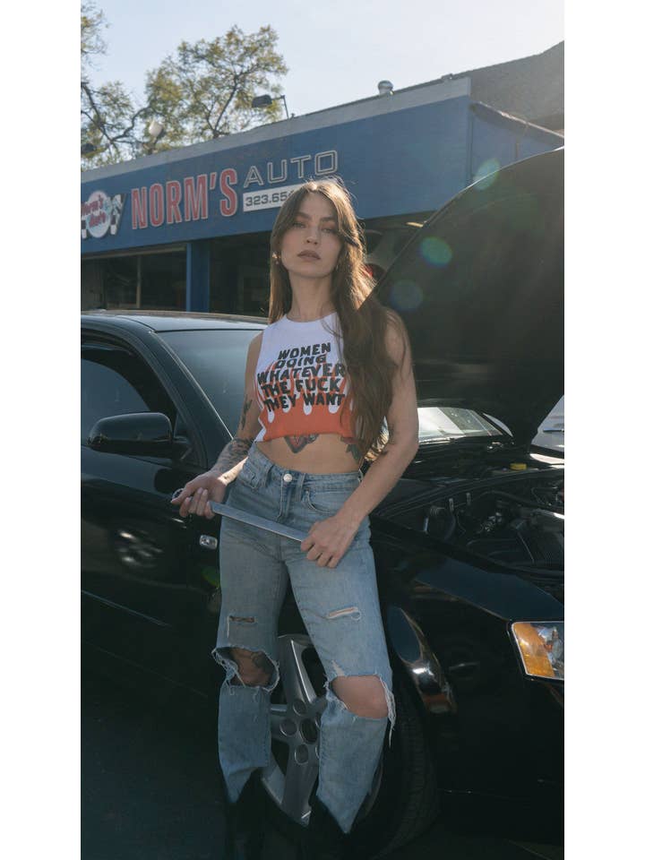 White Women Doing Whatever Flame Crop Tank for wholesale on Faire4