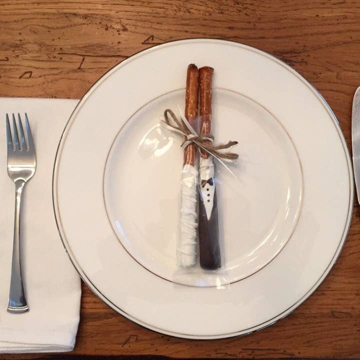 Chocolates Unlimited by Denise - Wholesale Chocolate Covered Sweets - Bride & Groom Chocolate Covered Pretzels Pretzels (Set of 2)10