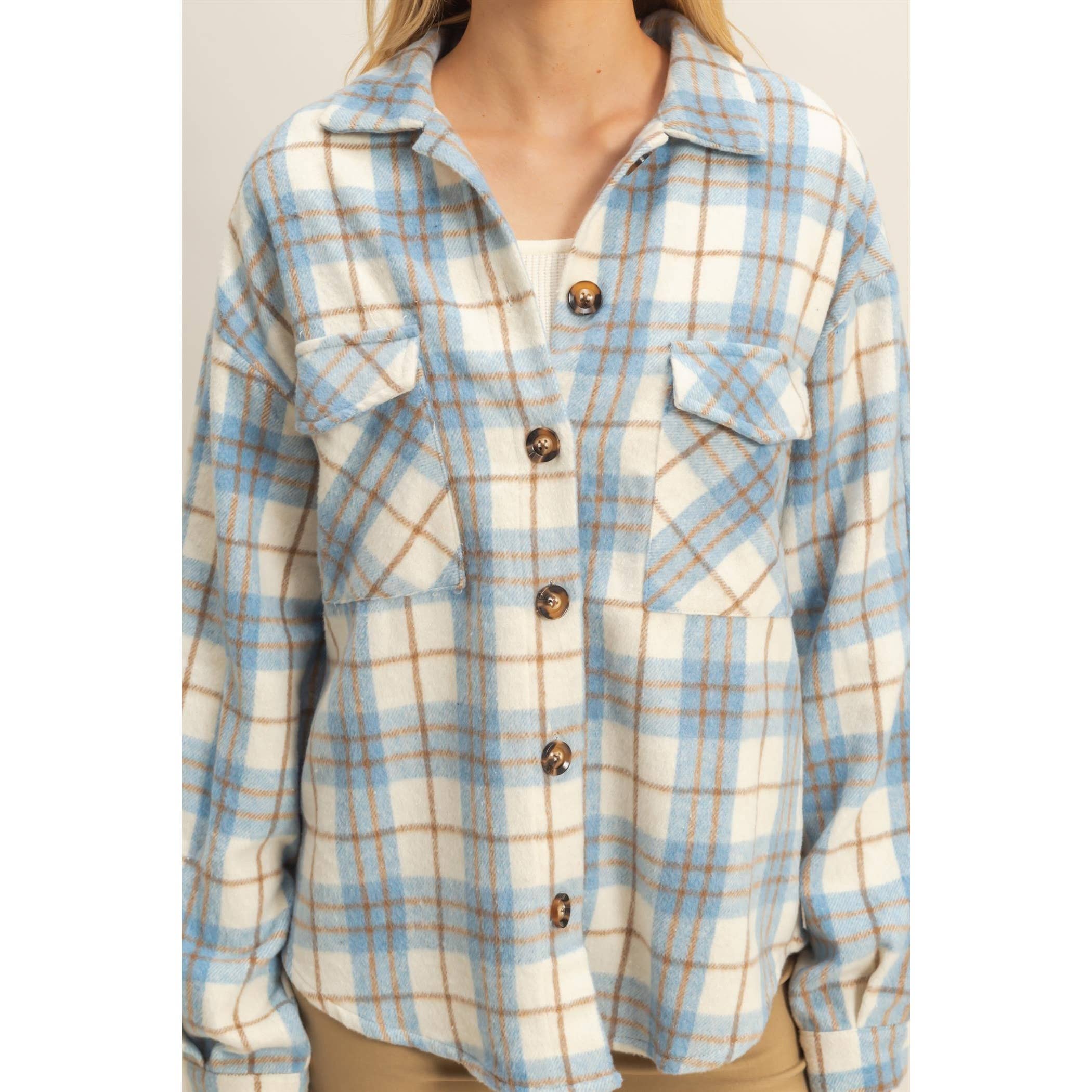 HYFVE - Wholesale Shirt Jacket/Shacket - Women's - Collared Plaid Shacket6