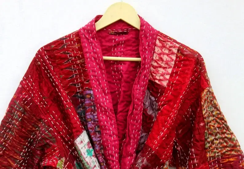 GYPSY STUDIO - Wholesale Kimono - Women's - Long Kimono for Men Women Patchwork Multicolored Silk Kantha2