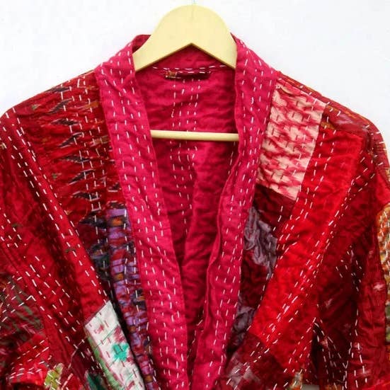 GYPSY STUDIO - Wholesale Kimono - Women's - Long Kimono for Men Women Patchwork Multicolored Silk Kantha2