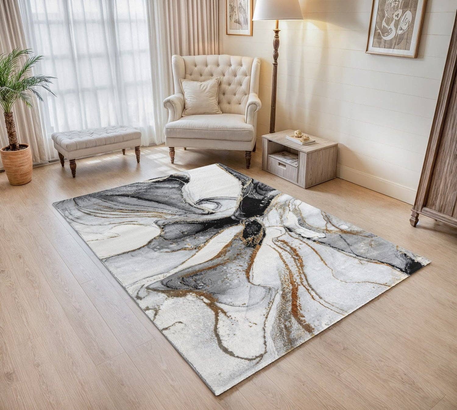 Rug Star USA - Venta al por mayor Alfombra pequeña - Alfombra turca Gamma Colección Premium Gold/Black 0415A3