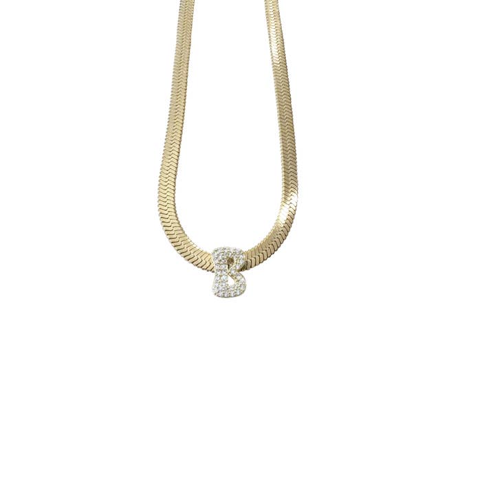 Gemelli - Wholesale Pendant/Charm Necklace - Groovy Initial Herringbone Necklace - Top 12 Prepack1