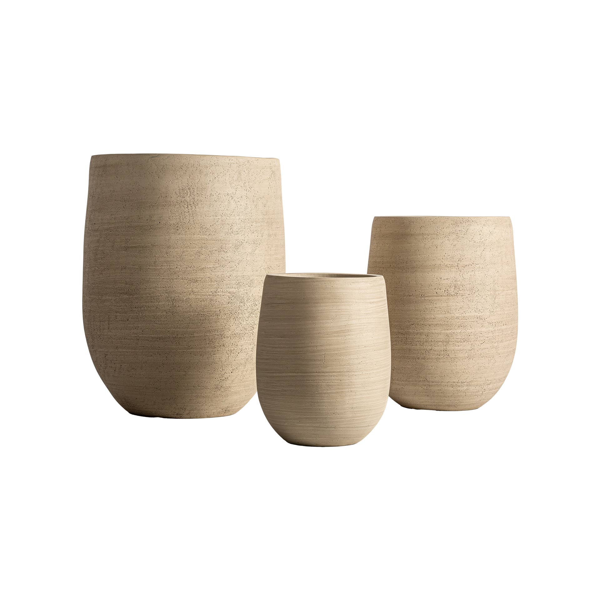 Kodu - Wholesale Plant Pot - Set of 3 beige ceramic planters measuring 54x54x70cm0