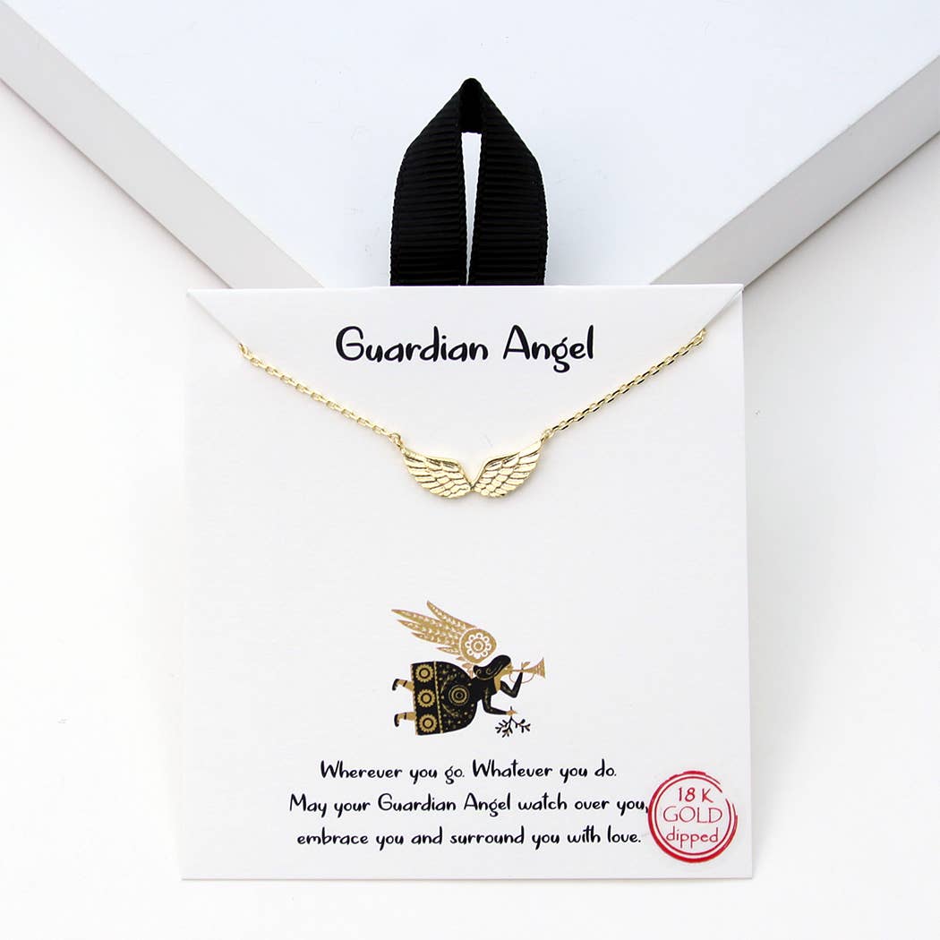Fashion City - Wholesale Pendant/Charm Necklace - Gold-Dipped Guardian Angel Charm Necklace4