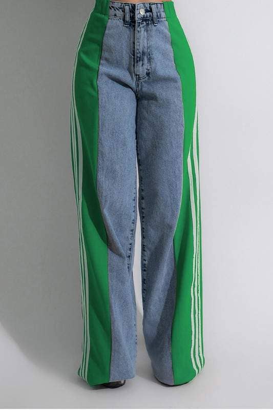 Queen Fashion - Vente Pantalon – femme - pantalon rayé à jambes larges6