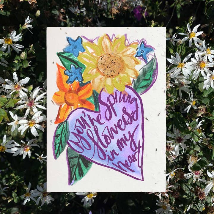 Sprung Flowers in my Heart Plantable Greetings Card for wholesale by Loop Loop