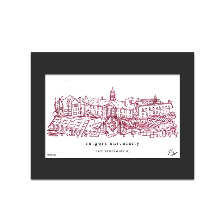 Townsville Art - Venta al por mayor Ilustración - Decoración de pared minimalista de la Universidad de Rutgers, arte de Nueva Jersey