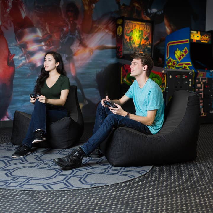 LuvU - Wholesale Chair - Jaxx Pixel Gamer Bean Bag Chair, Premium Vinyl / Dark Denim17