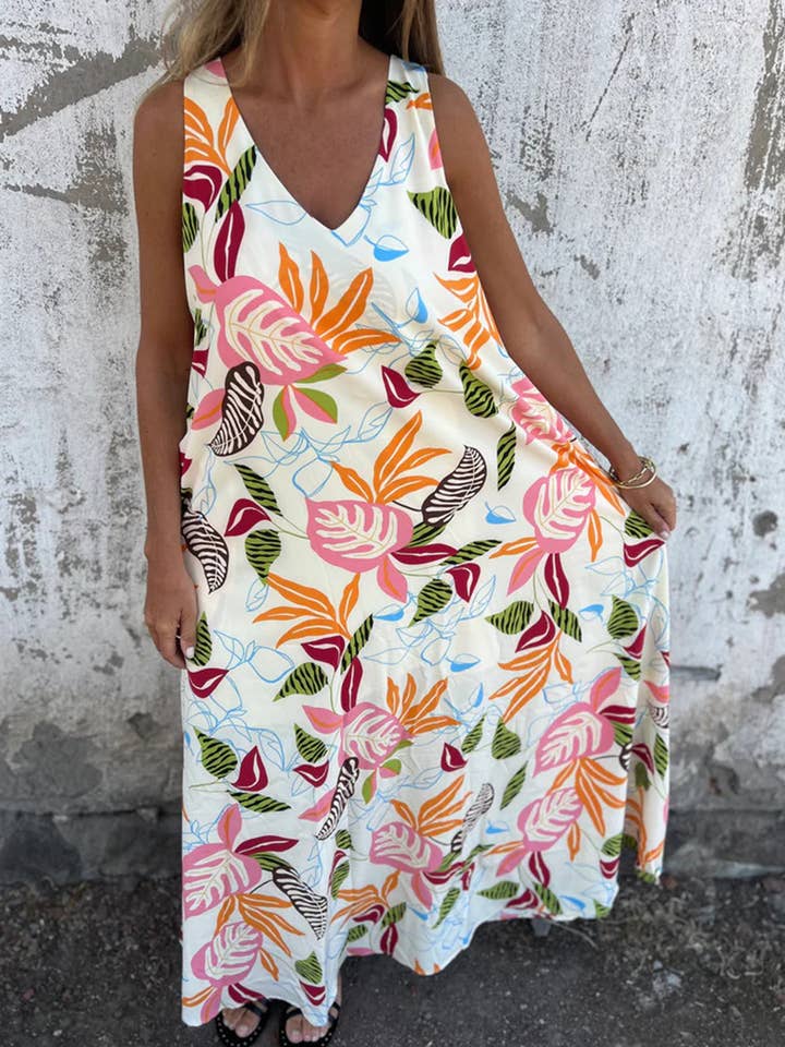 EmberLoom - Wholesale Dress - Women's - Tropical Print Sleeveless Maxi Dress8