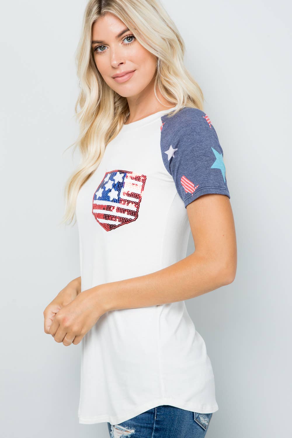 Celeste Clothing - Wholesale T-Shirt - Women's - WOMEN'S 4 OF JULY SHORT SLEEVE TOP -CT43252F5