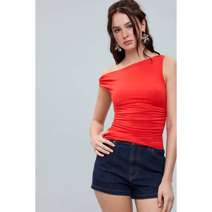 ASYMMETRISCHE EEN-SCHOUDER NEK SLIM-FIT TOP voor wholesale door Sky to Moon