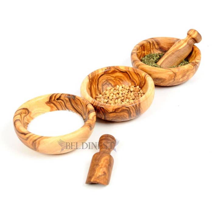 BeldiNest - Wholesale Bowl - Olive wood Spice Bowls - Set of 32