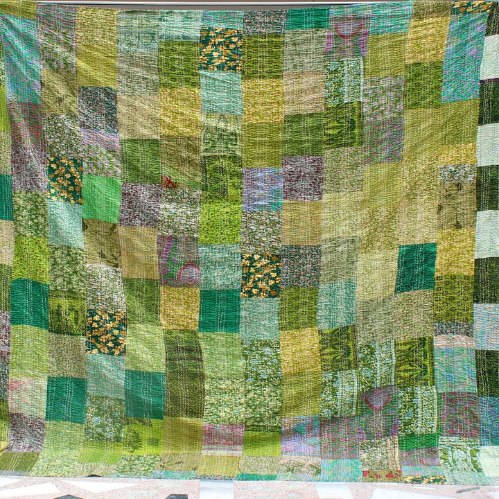 bhavnas boutique - Wholesale Quilt - Handmade Silk Kantha Quilt Throw Summer Blanket