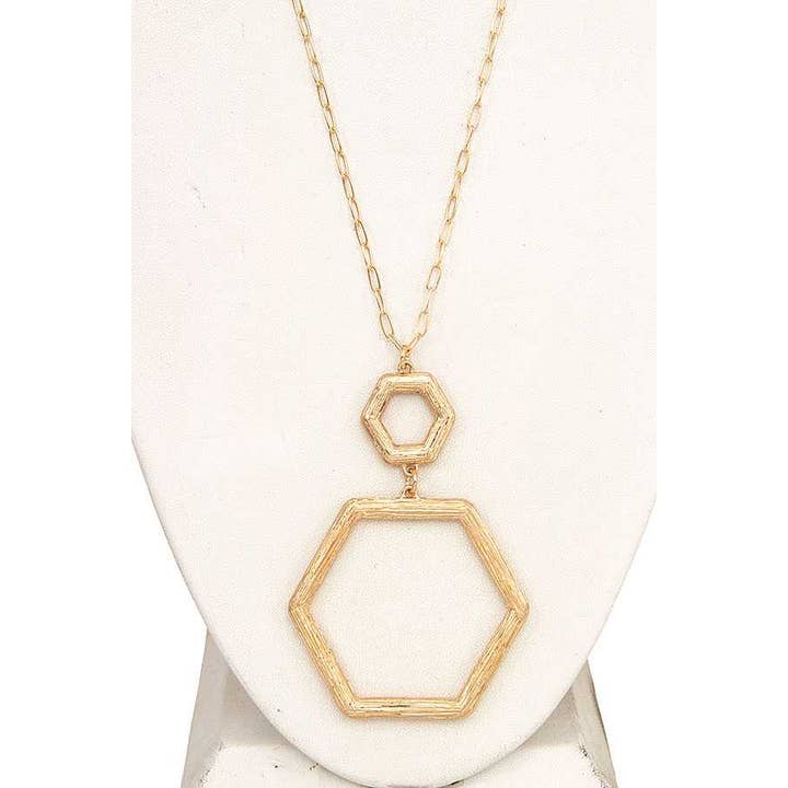 anbfashion - Vendita all'ingrosso Parure di gioielli - COLLANA NLONG CON PENDENTE A MAGLIE ESAGONALI SET 885