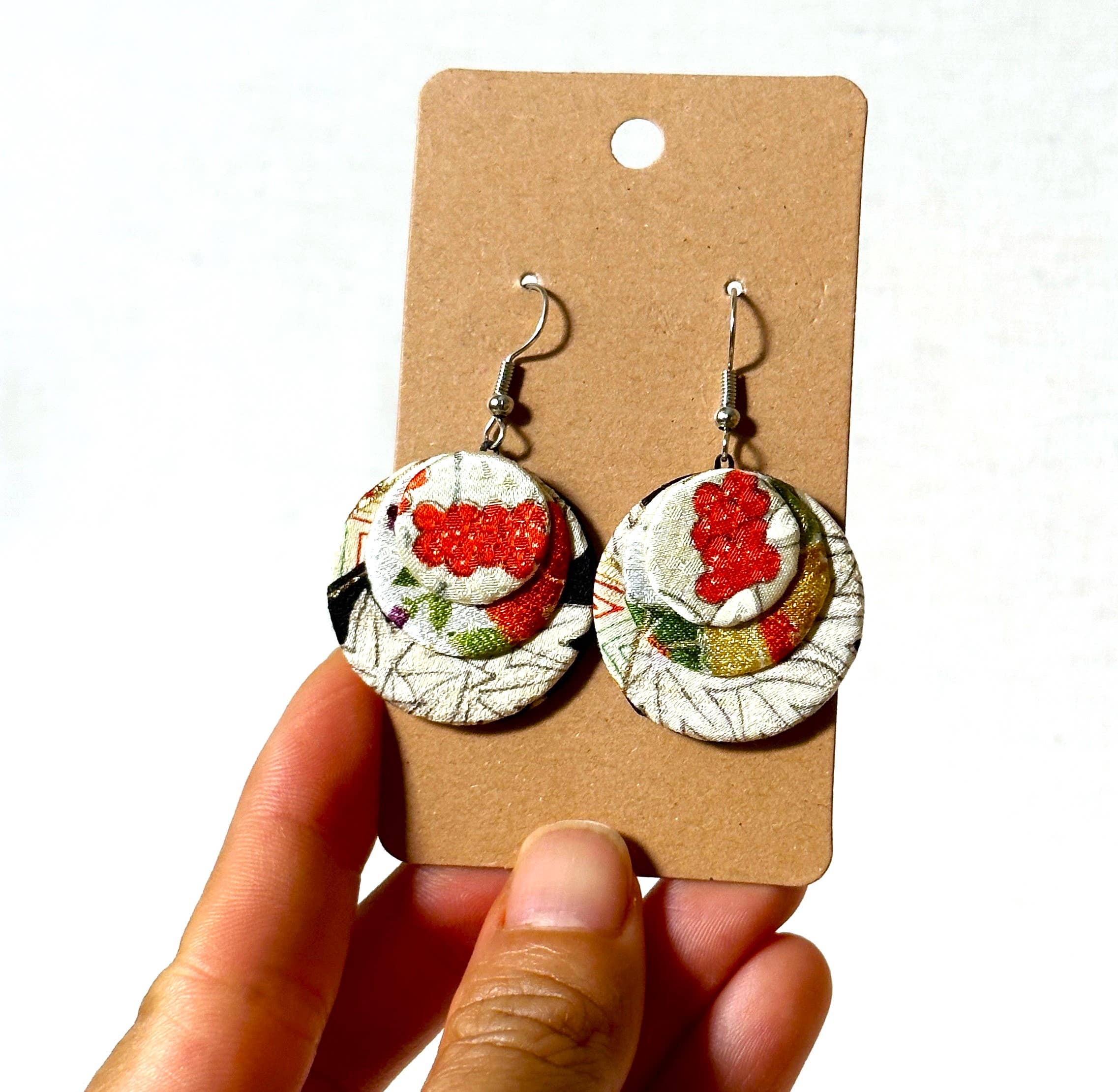 Sophie Silks - Wholesale Dangle earrings - Circle Disc Kimono Earrings11