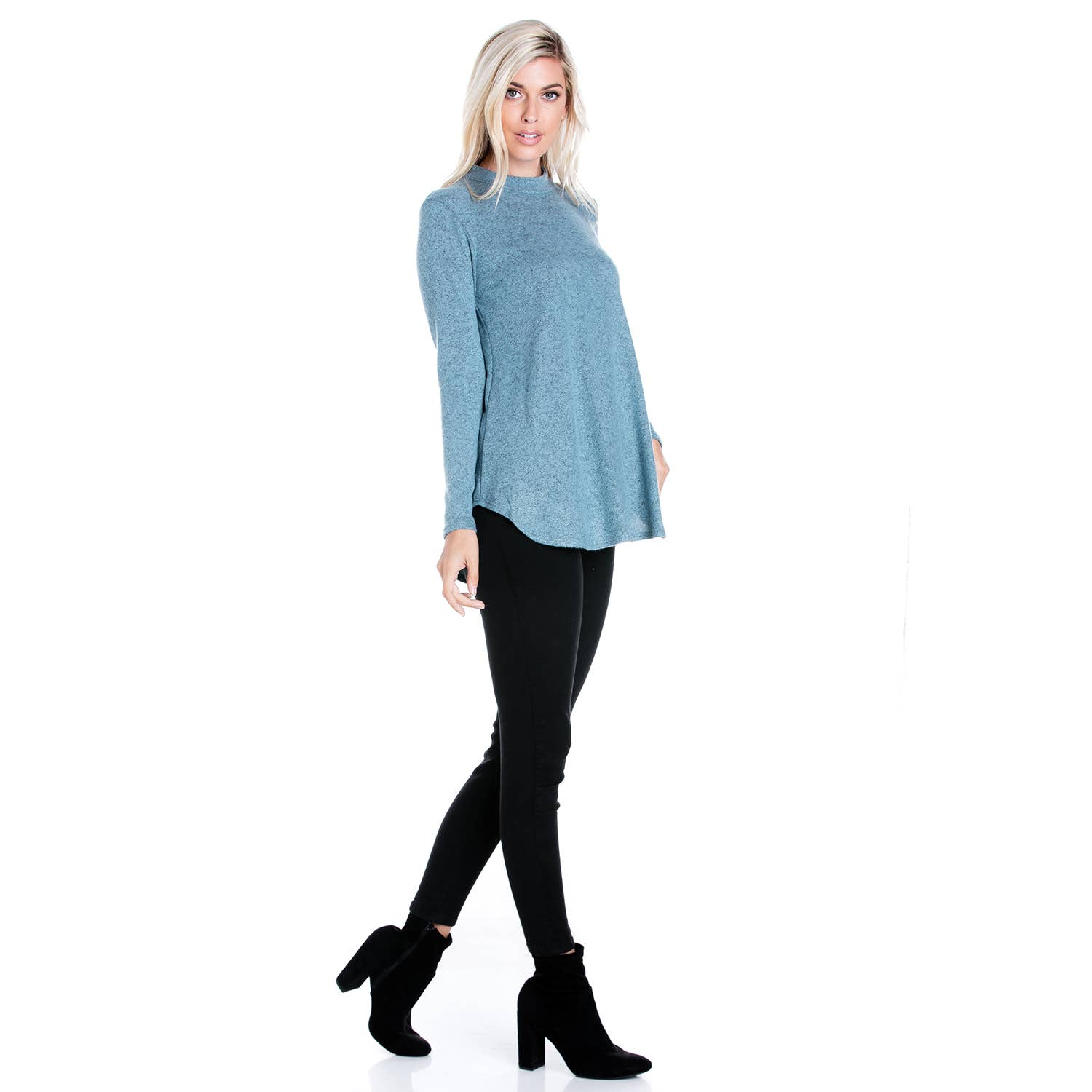 Azules Clothing - Wholesale Tunic - Women's - ATP-2289HC Mock Neck Long Sleeve Knit Tunic8