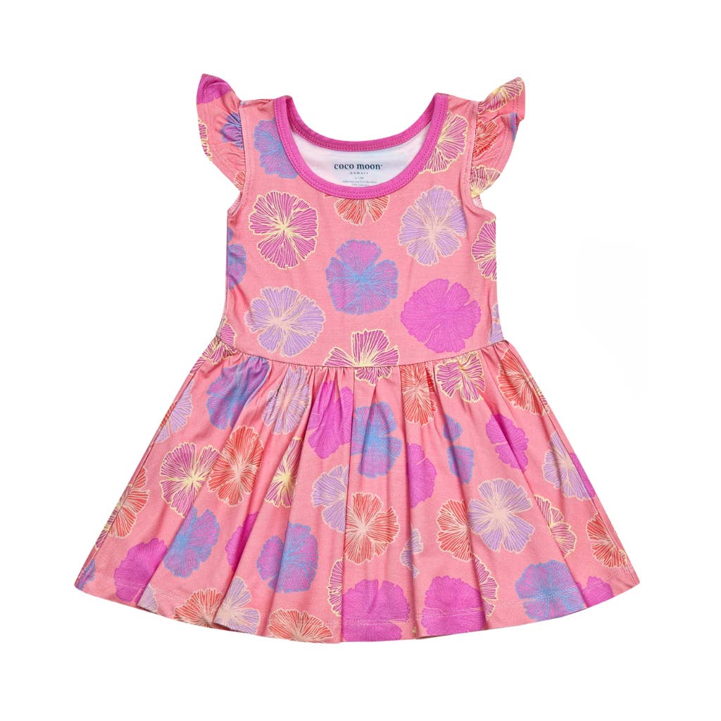Coco Moon - Wholesale Dress - Kids - Seaflower Bamboo Flutter Sleeve Dress
