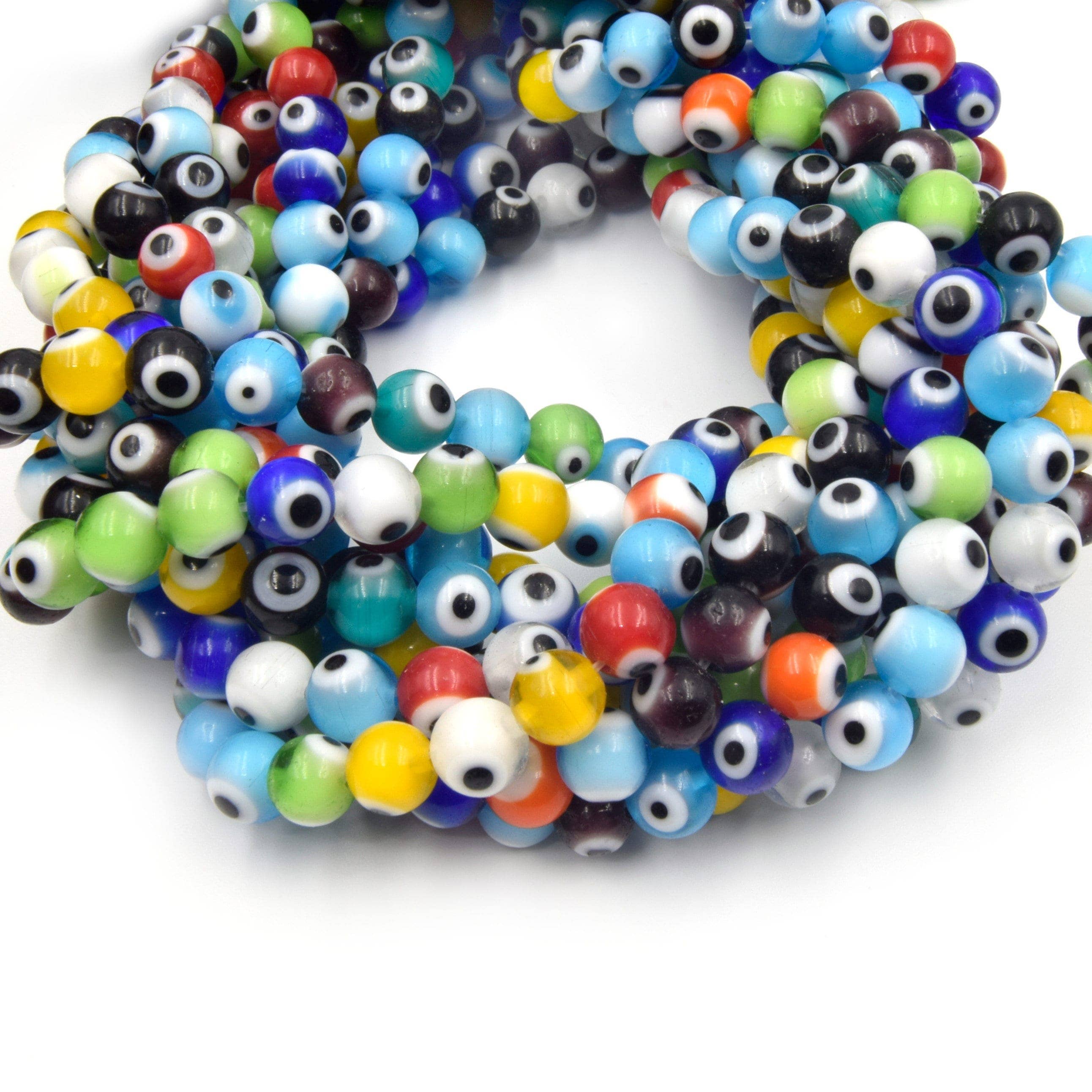 Only Beads - Wholesale Beads - Evil Eye Glass Beads | Multicolor Evil Eye Round Glass Beads | Sold by the Strand1
