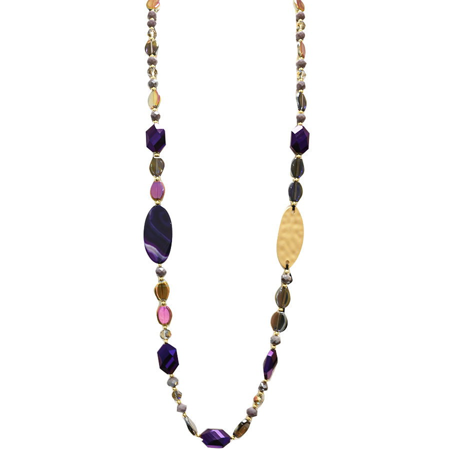 AMORINO SRL - Wholesale Beaded/Pearl Necklace - ADJUSTABLE NECKLACE WITH STONES AND CRYSTALS - HZM24144A2723