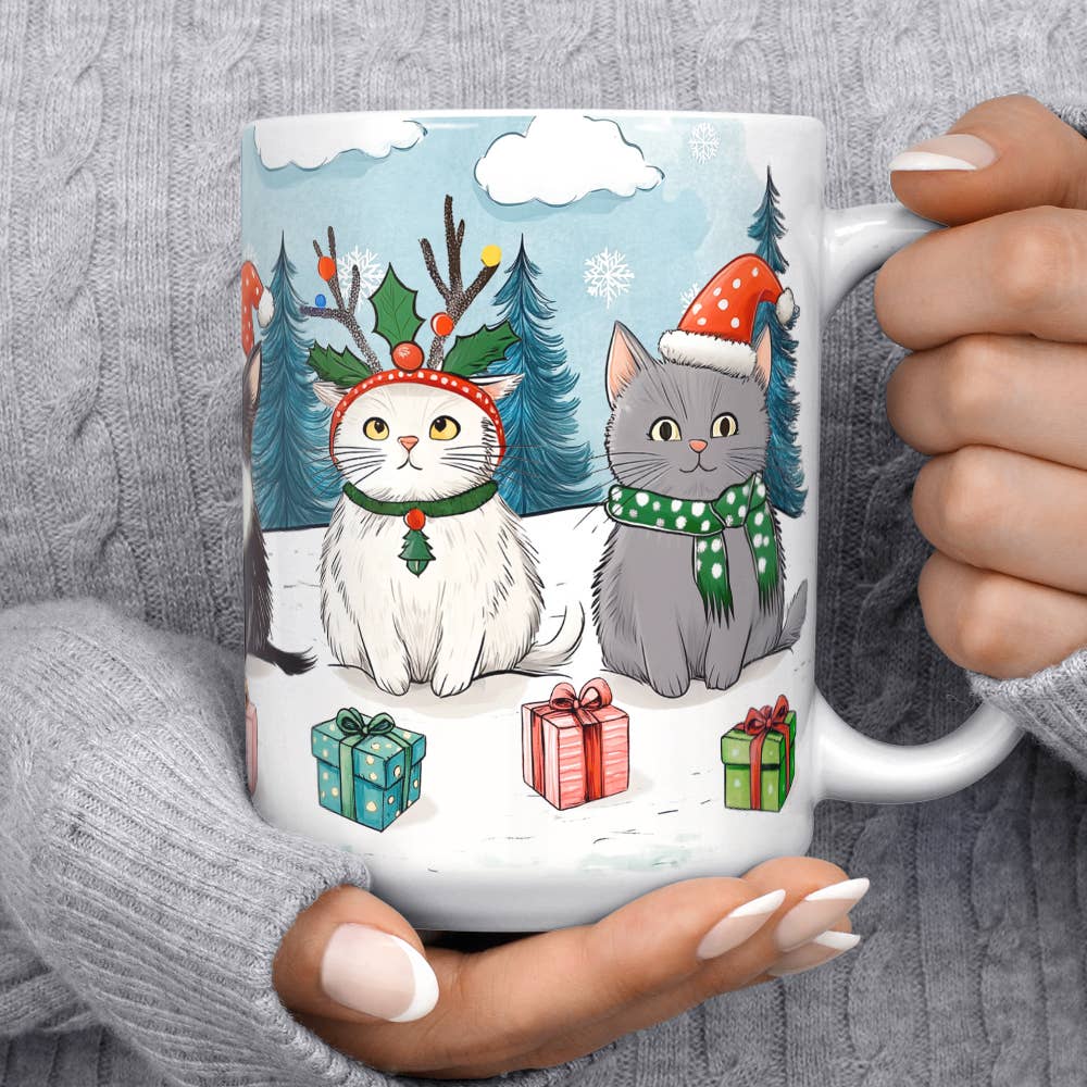 Loftipop - Wholesale Coffee Mug - Festive Winter Christmas Cats Mug, Cute Cat Holiday Gifts4