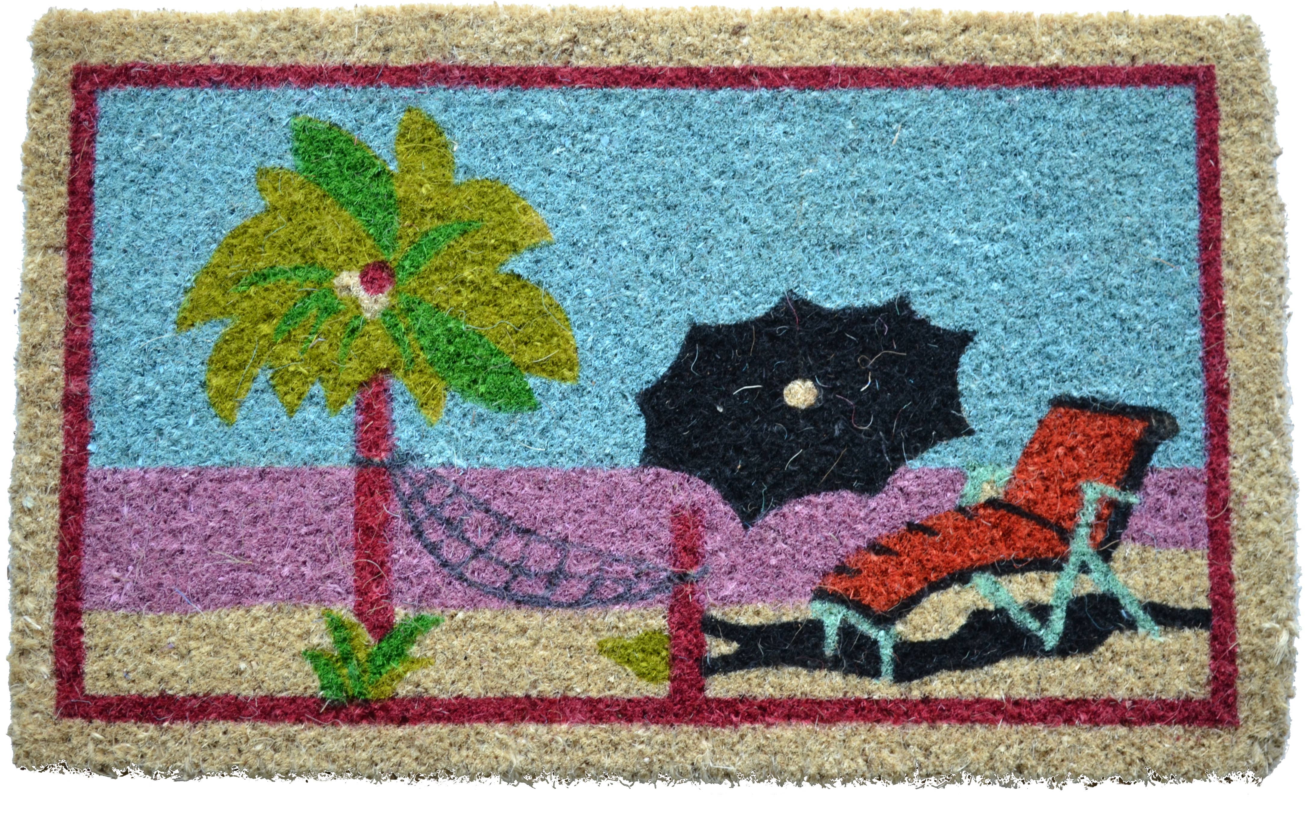 Imports Decor Inc - Wholesale Deurmat - Veelkleurige handgeweven deurmat van kokosvezel op het strand0