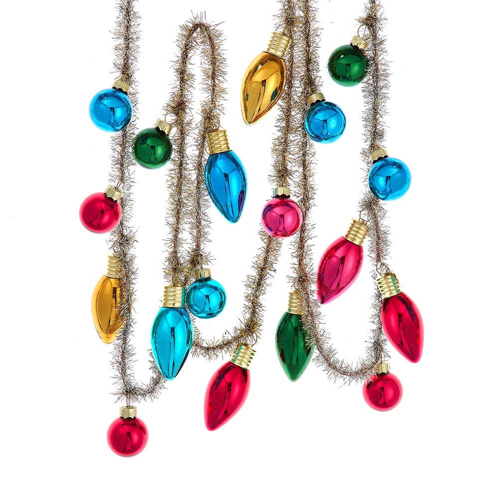 Kurt S. Adler, Inc. - Wholesale Bunting/Garland - 6'GOLD TINSEL GARLAND W/C7 BULBS0