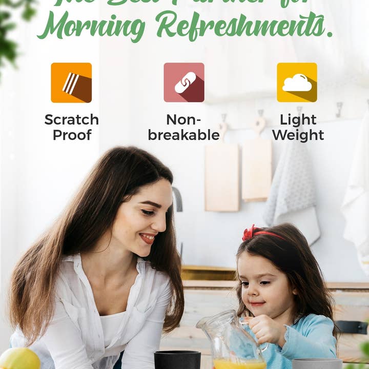 Greendish - Vente Verre/tasse - Ensembles de gobelets à boire en paille de blé écologique légers14