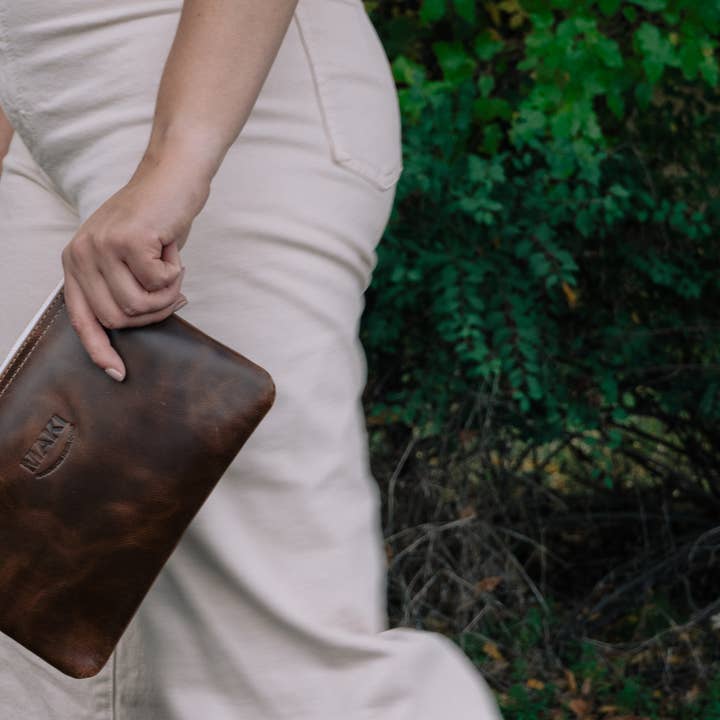 Everyday Pouch | Leather Zippered Cosmetic Bag for wholesale by Ware by Maki
