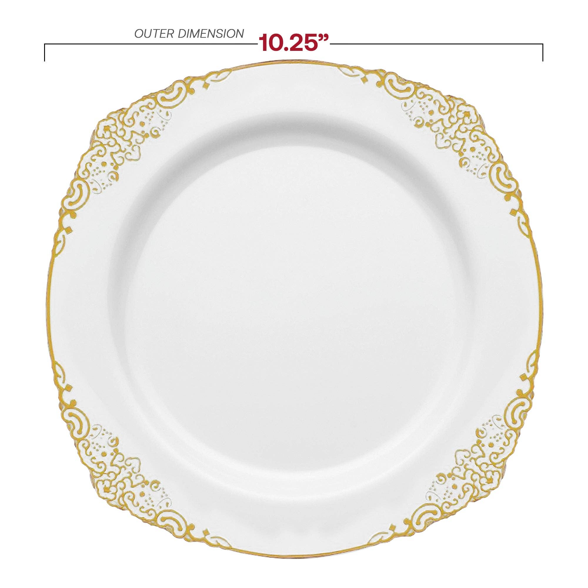 Smarty had a Party - Wholesale Disposable Plate - 10.25" White Gold Fancy Plastic Dinner Plates - 120 pcs2
