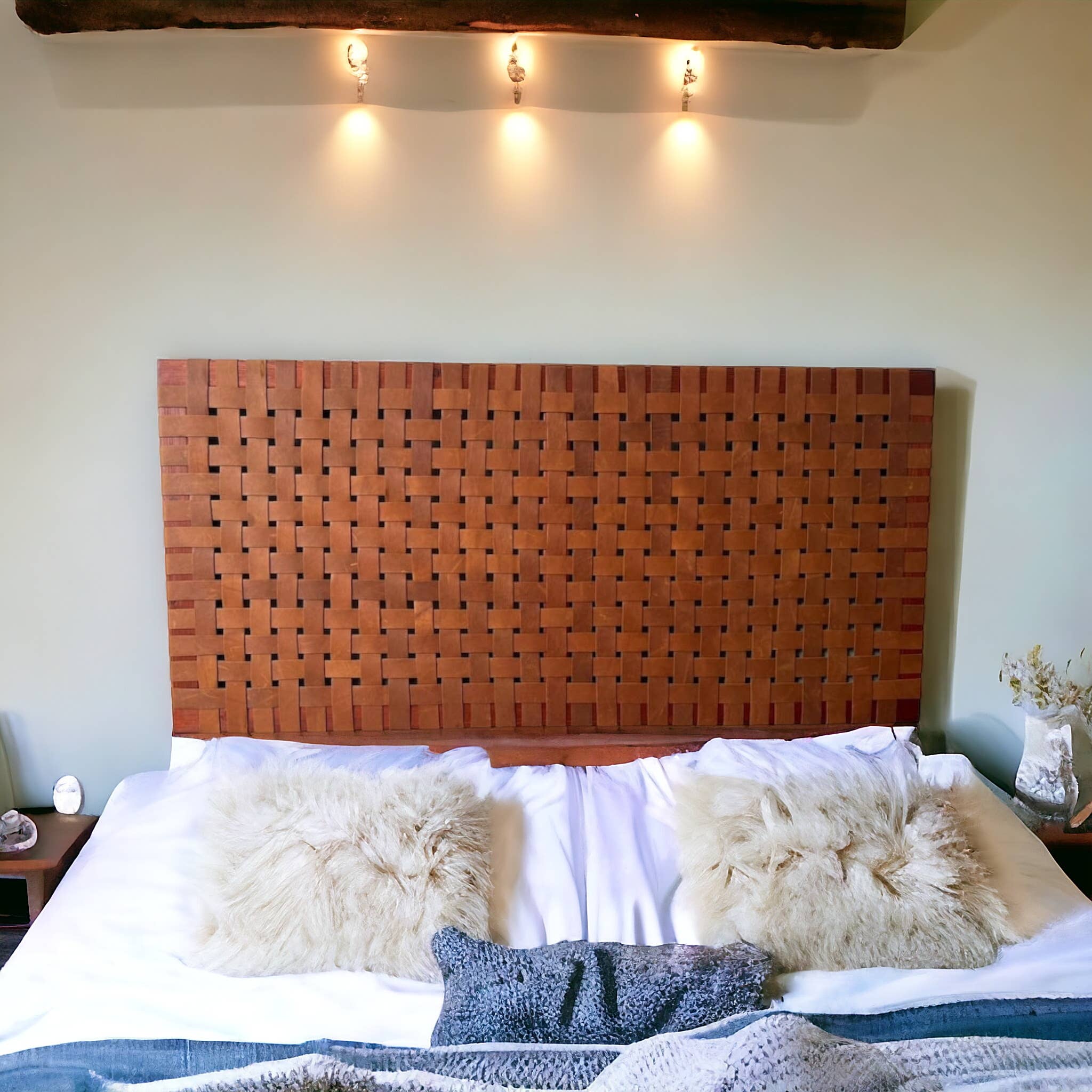 BohoVibeCraft - Vente Tête de lit - Tête de lit en cuir tressé marocain, naturellement élégante5