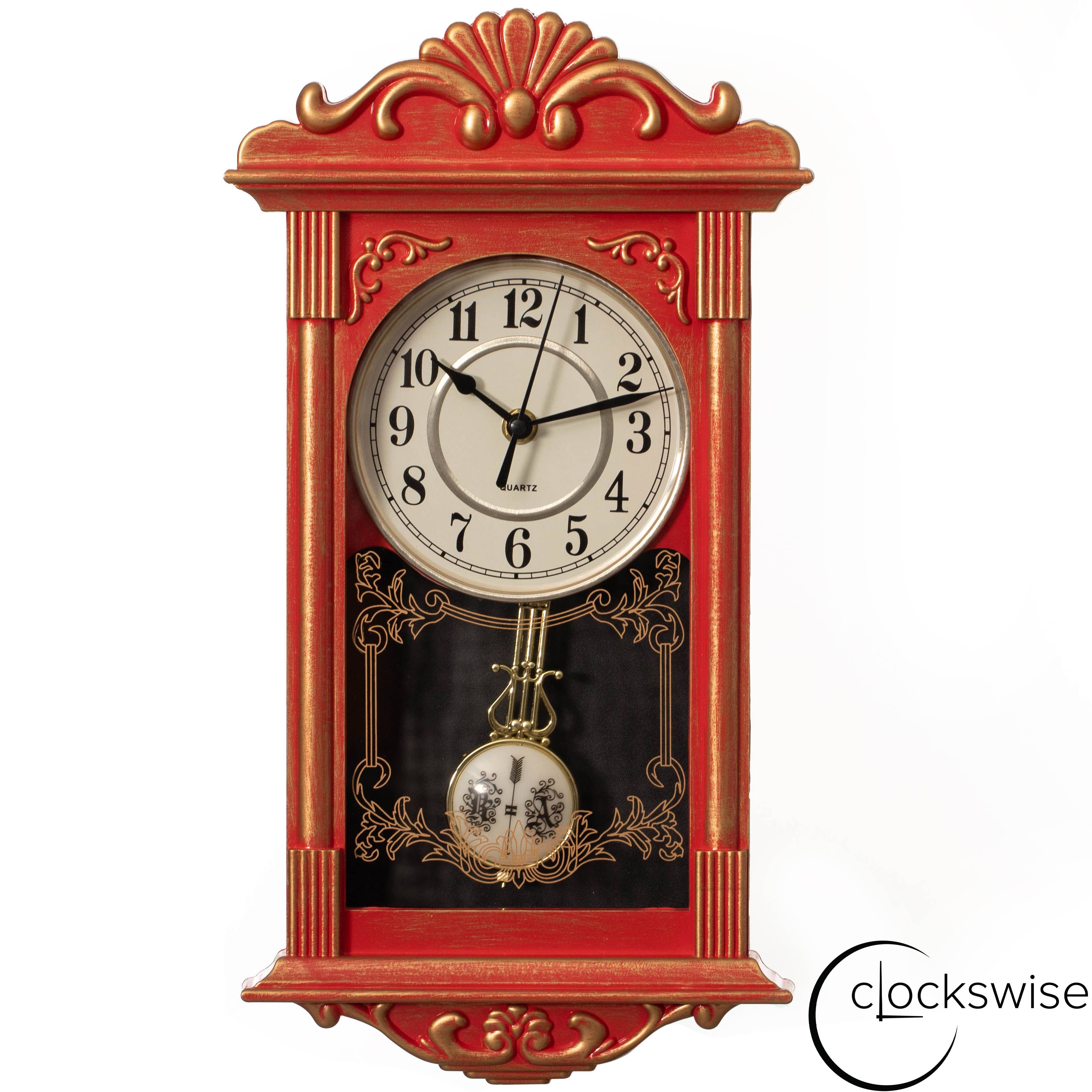 Quickway Imports - Wholesale Wall Clock - Vintage Grandfather Wood Looking Plastic Pendulum Wall Clock24