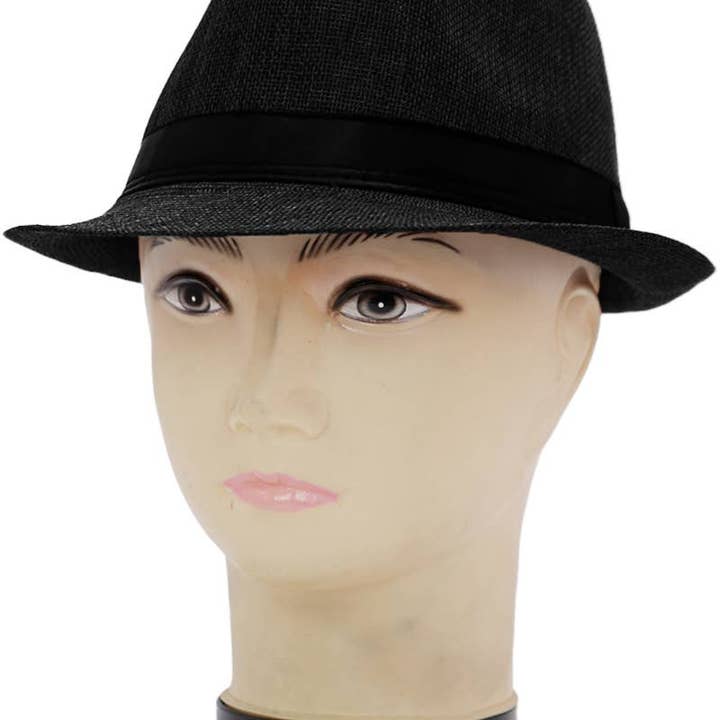 Cap Zone - Wholesale Fedora - Unisex - Open Weave Light Weight Flax Fabric Fedora