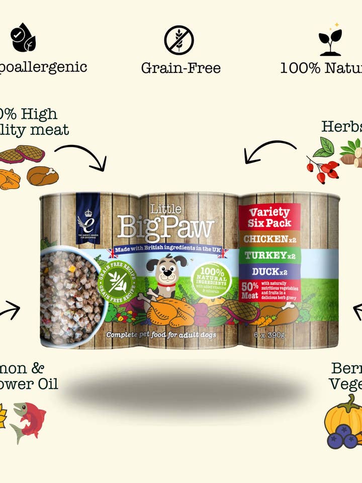 Little Big Paw Multipakke 6 x 390 gr. for engroshandel hos Finest Petfoods