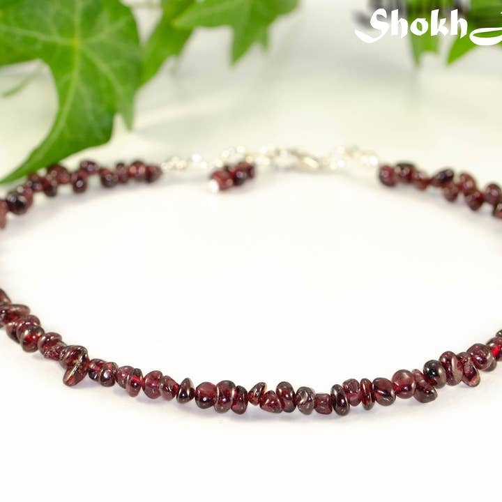 Bracelet de cheville en véritable grenat brut pour la vente par Shokh Jewelry