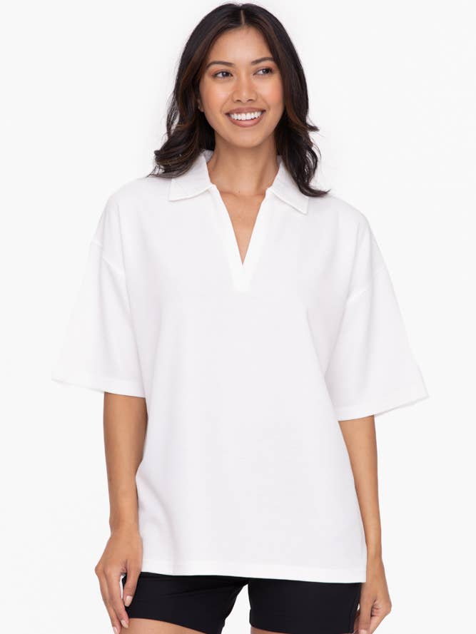Mono B - Wholesale T-Shirt - Women's - Oversized Collared Tee