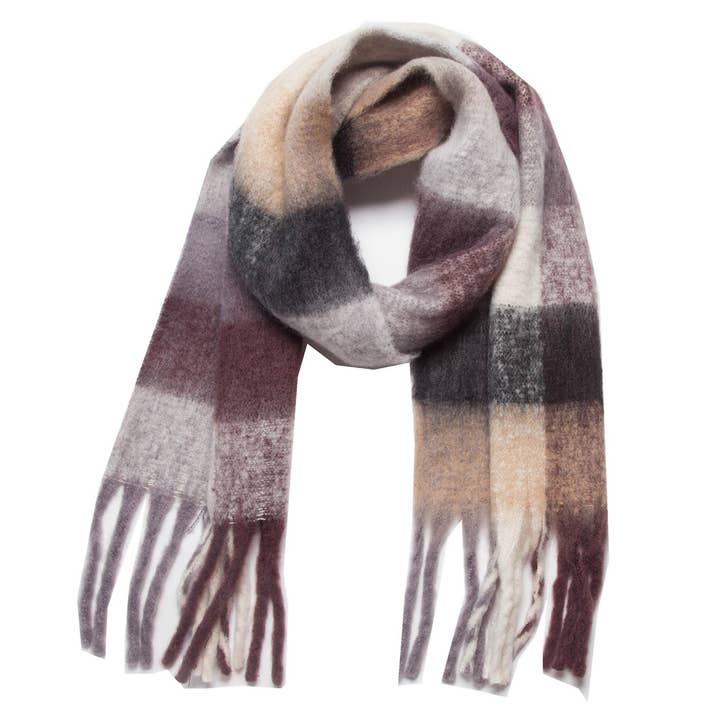 ACCITY - Wholesale Scarf - Women's - PLAID PATTERN FRINGE TRIM WINTER SCARF_CWASC0119