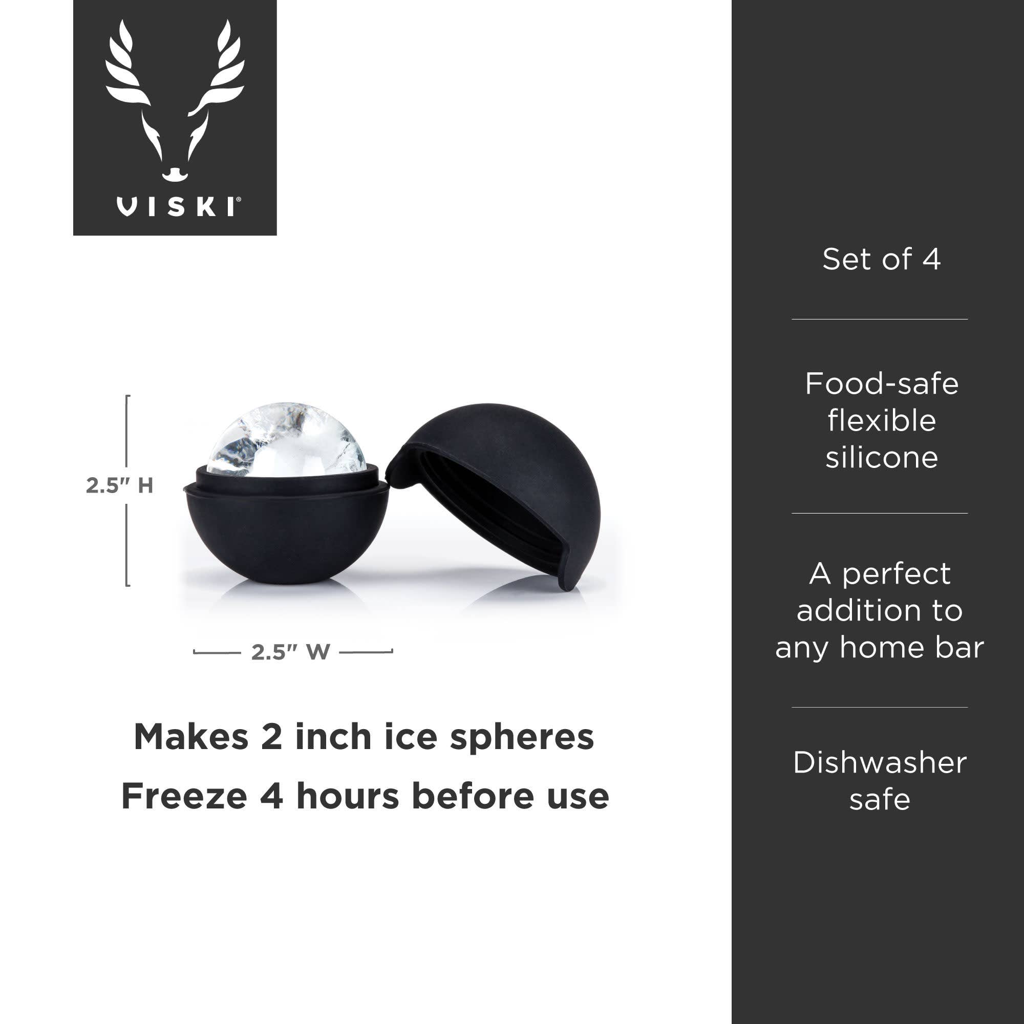 Viski - Wholesale Ice Tray/Mold - Glacier Rocks® Silicone Ice Ball Molds Set of 46