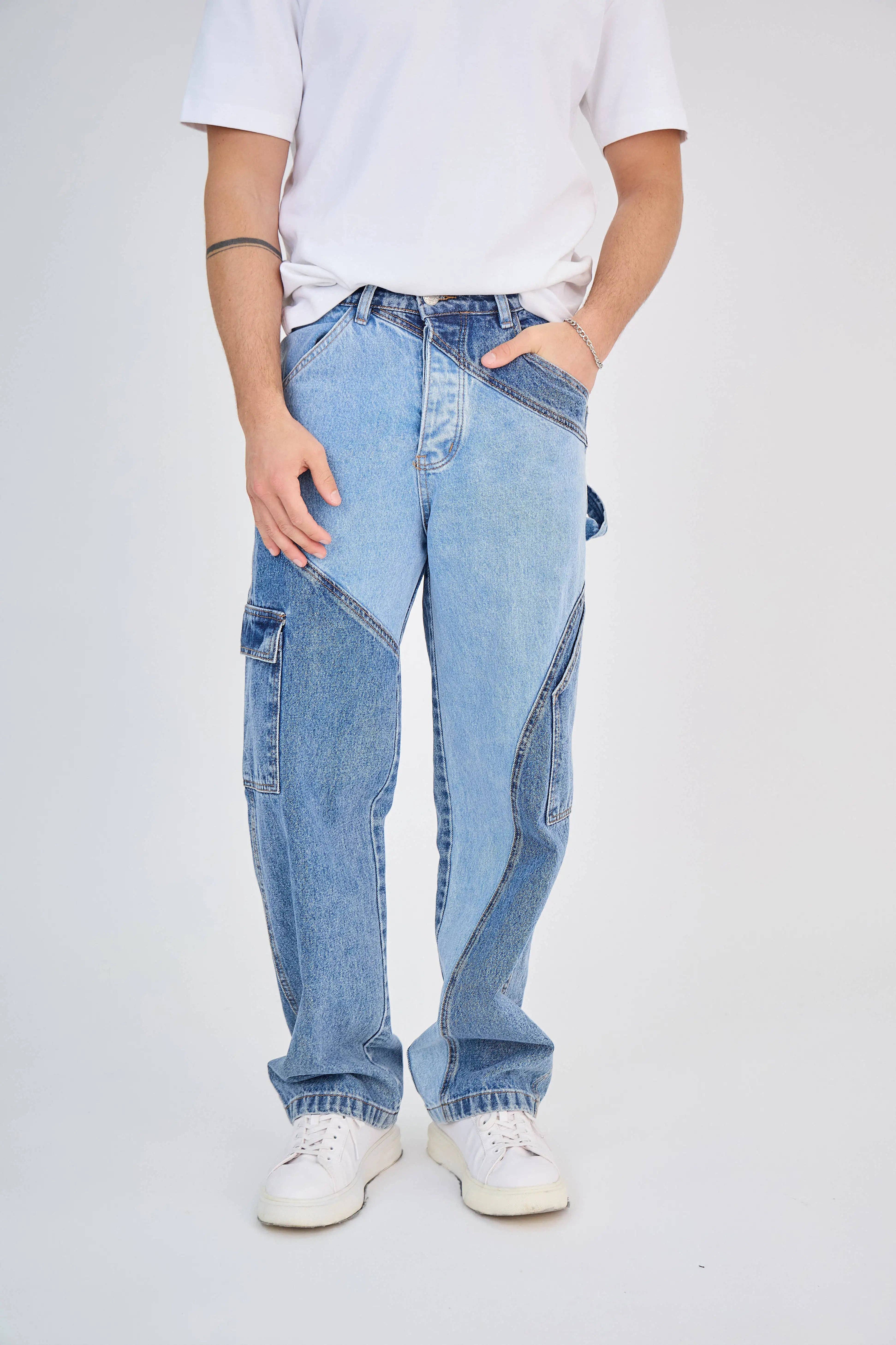 TOP MONDAY – wholesale Jeans – Men’s – Jean Light Faded Bicolor Blue4