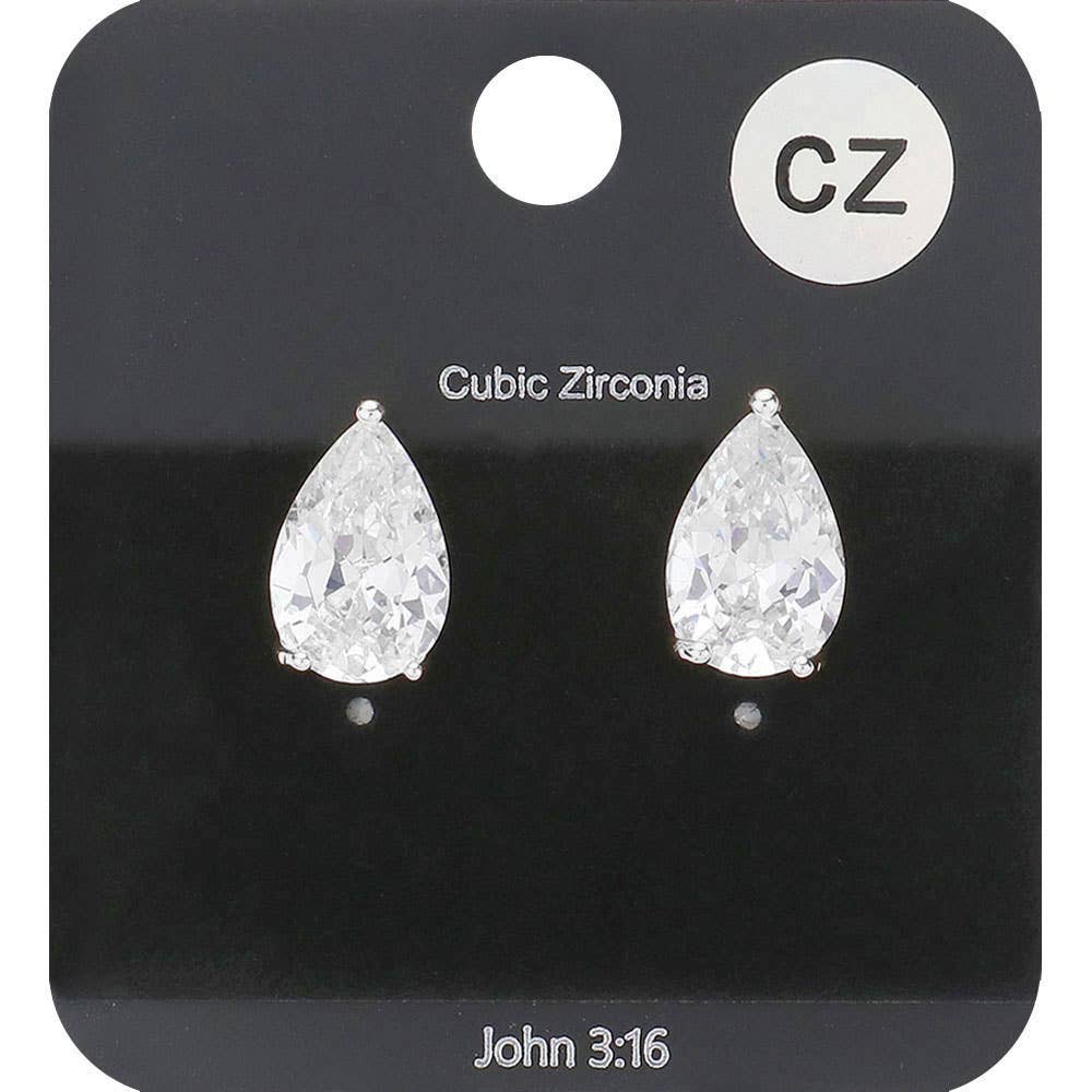 Sensibling Corp. - Wholesale Stud/Post Earrings - Teardrop CZ Stone Stud Earrings
3