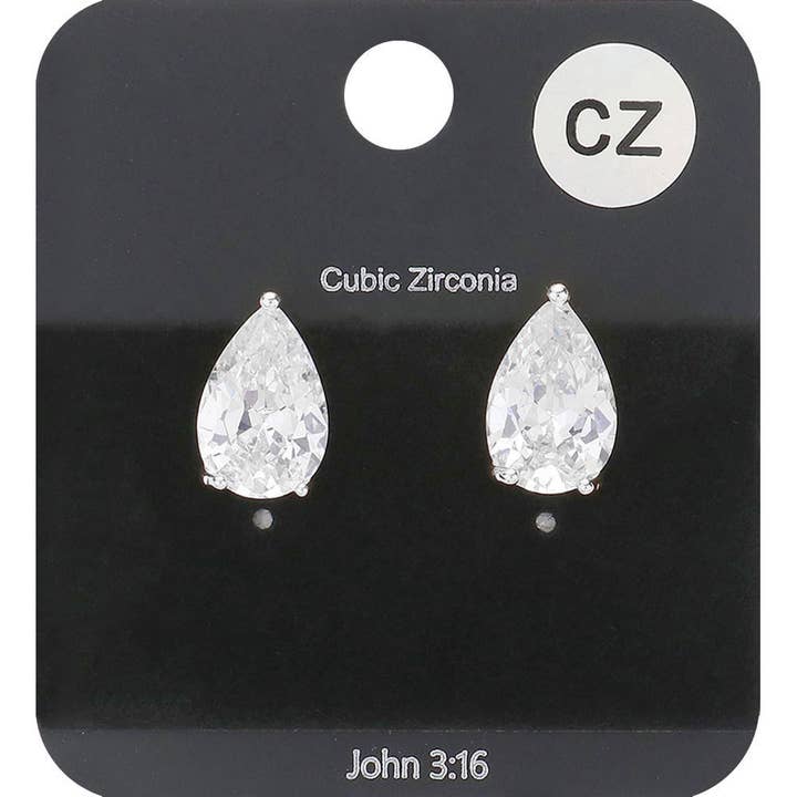 Sensibling Corp. - Wholesale Stud/Post Earrings - Teardrop CZ Stone Stud Earrings
3